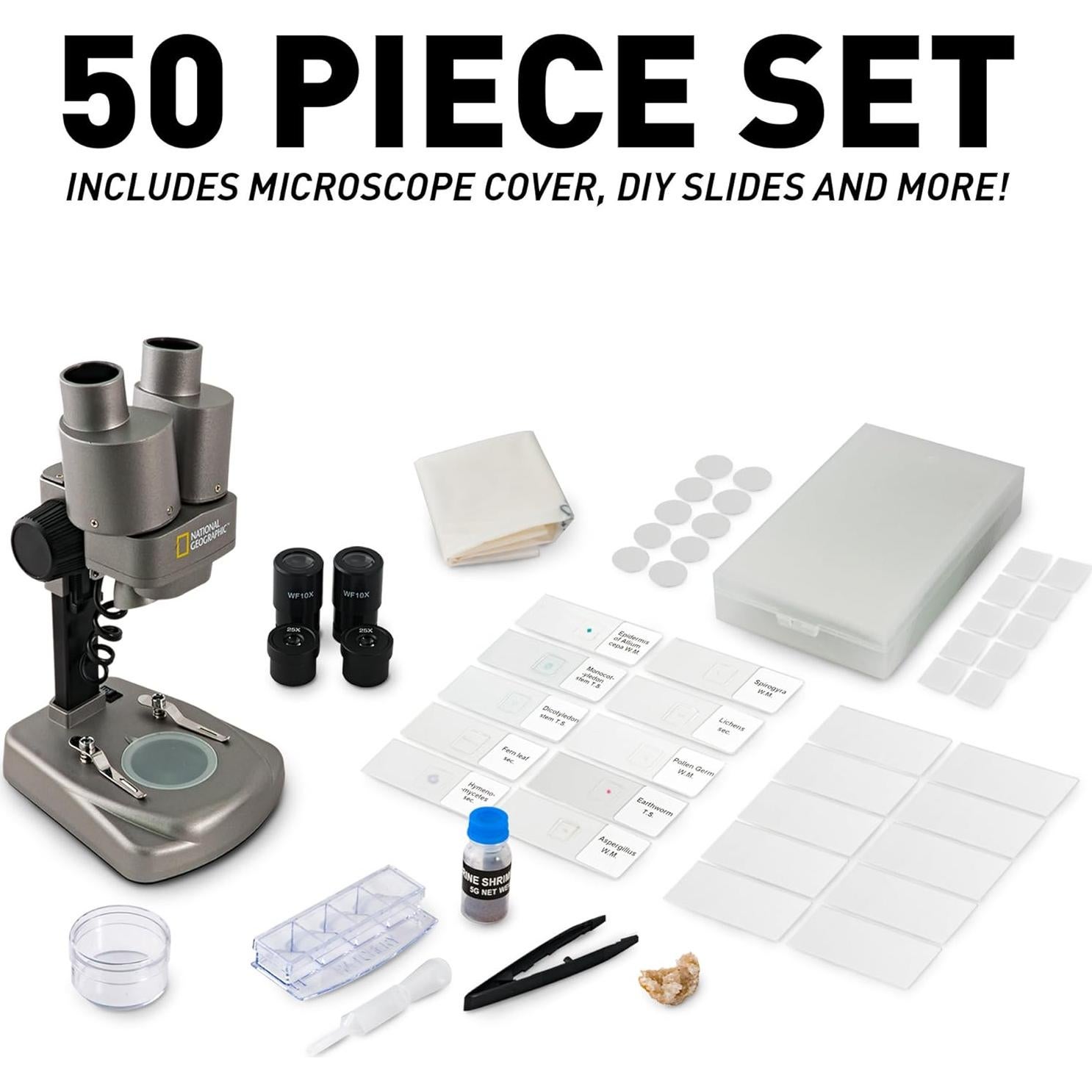 Microscopio Doble LED National Geographic con 50 Accesorios