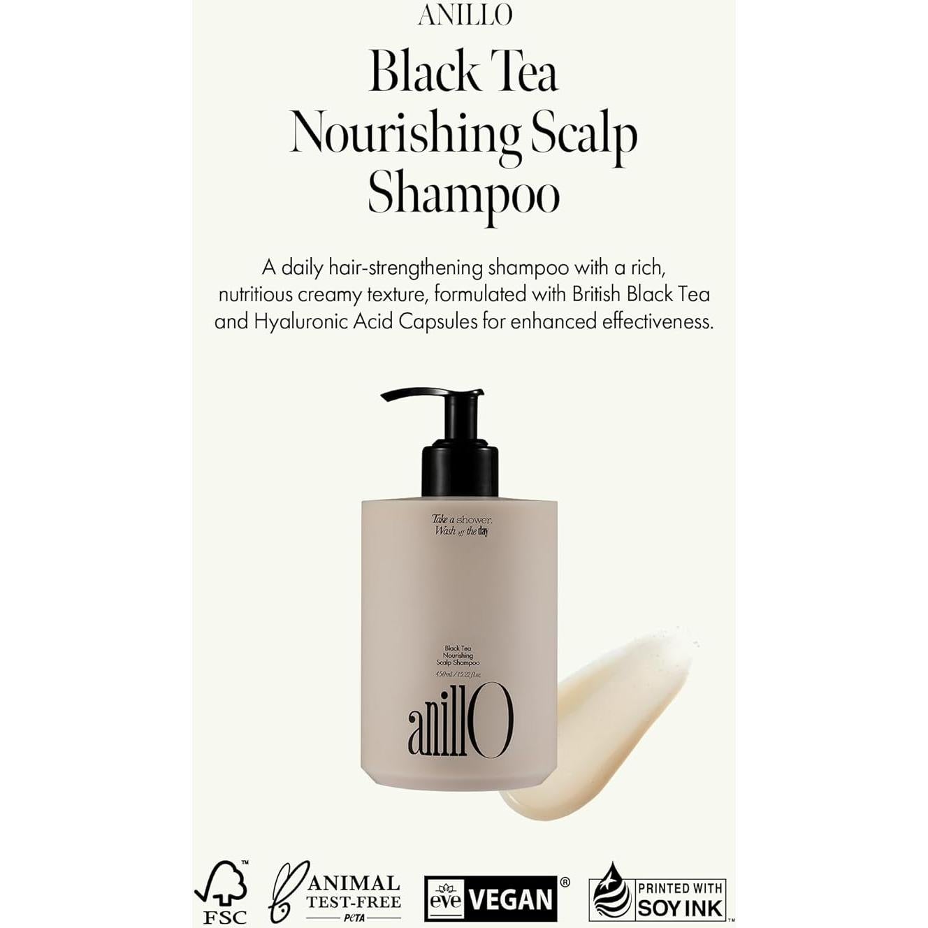 Champú Vegano Nutritivo Té Negro 450ml - Hidratación y Fortalecimiento