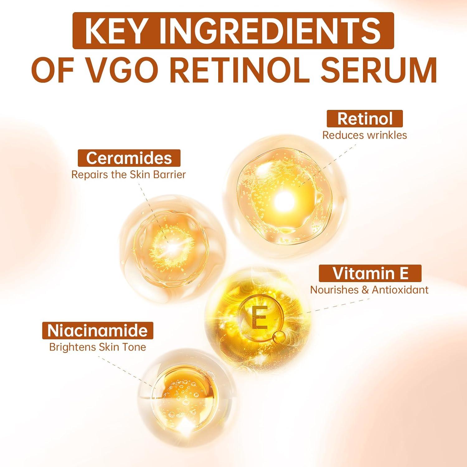 Suero de Retinol VGO 30 ml con Ácido Hialurónico y Niacinamida