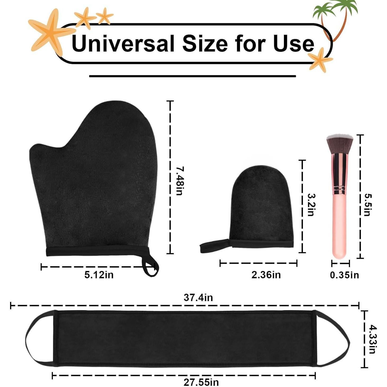 Kit de Aplicador de Autobronceador FIRSTPELLA 4 Piezas Negro