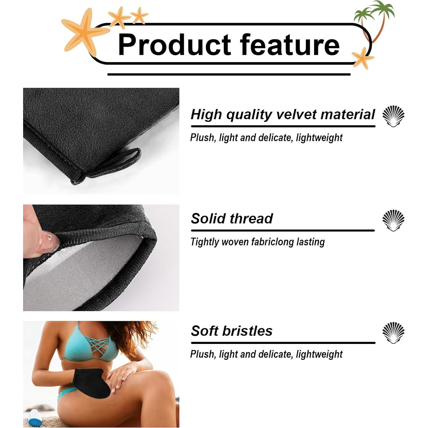 Kit de Aplicador de Autobronceador FIRSTPELLA 4 Piezas Negro