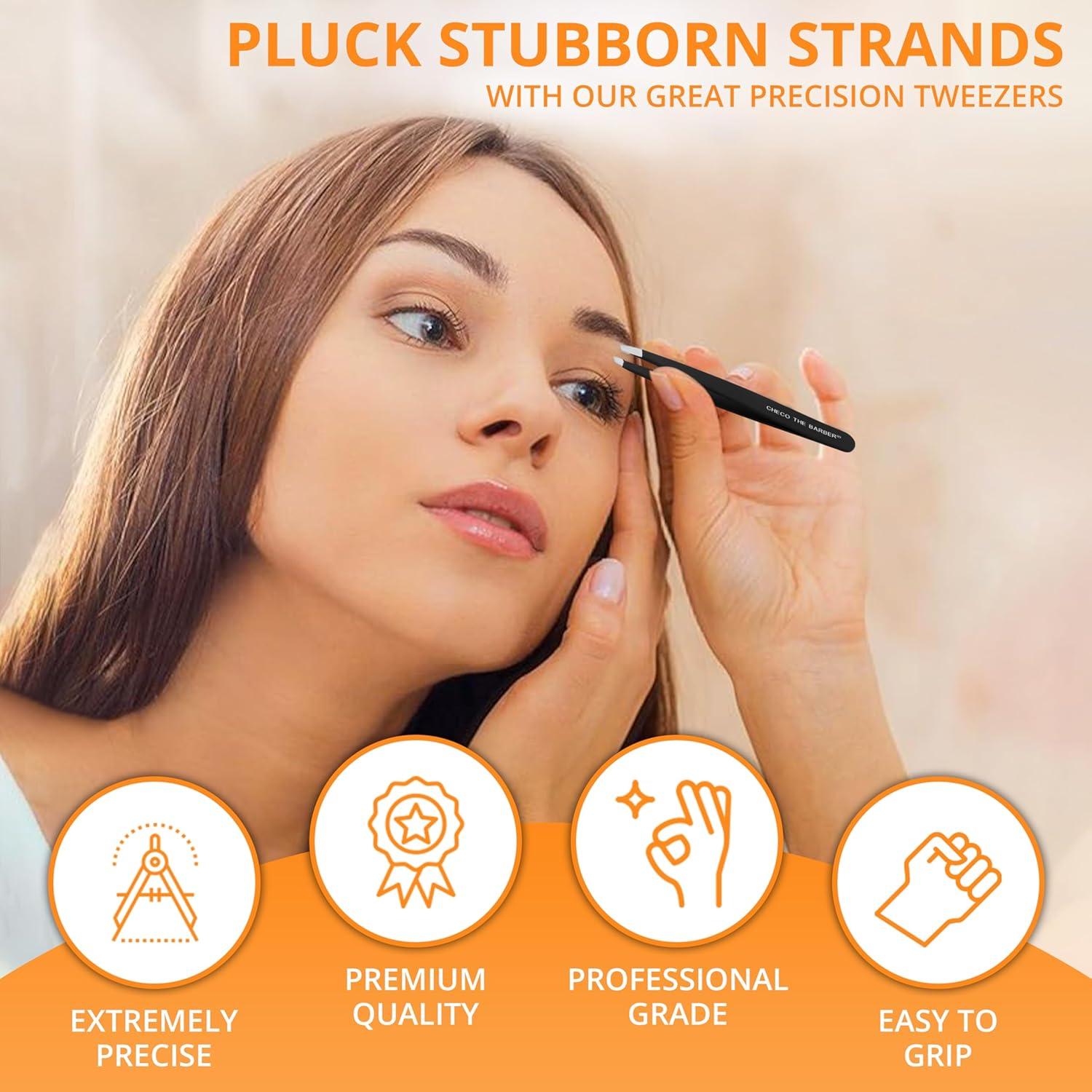 Juego de Pinzas de Acero Inoxidable CHECO THE BARBER 2PCS