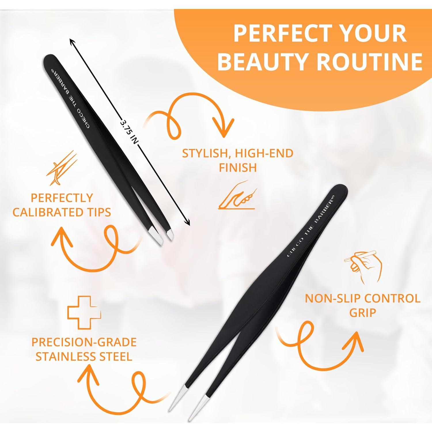 Juego de Pinzas de Acero Inoxidable CHECO THE BARBER 2PCS