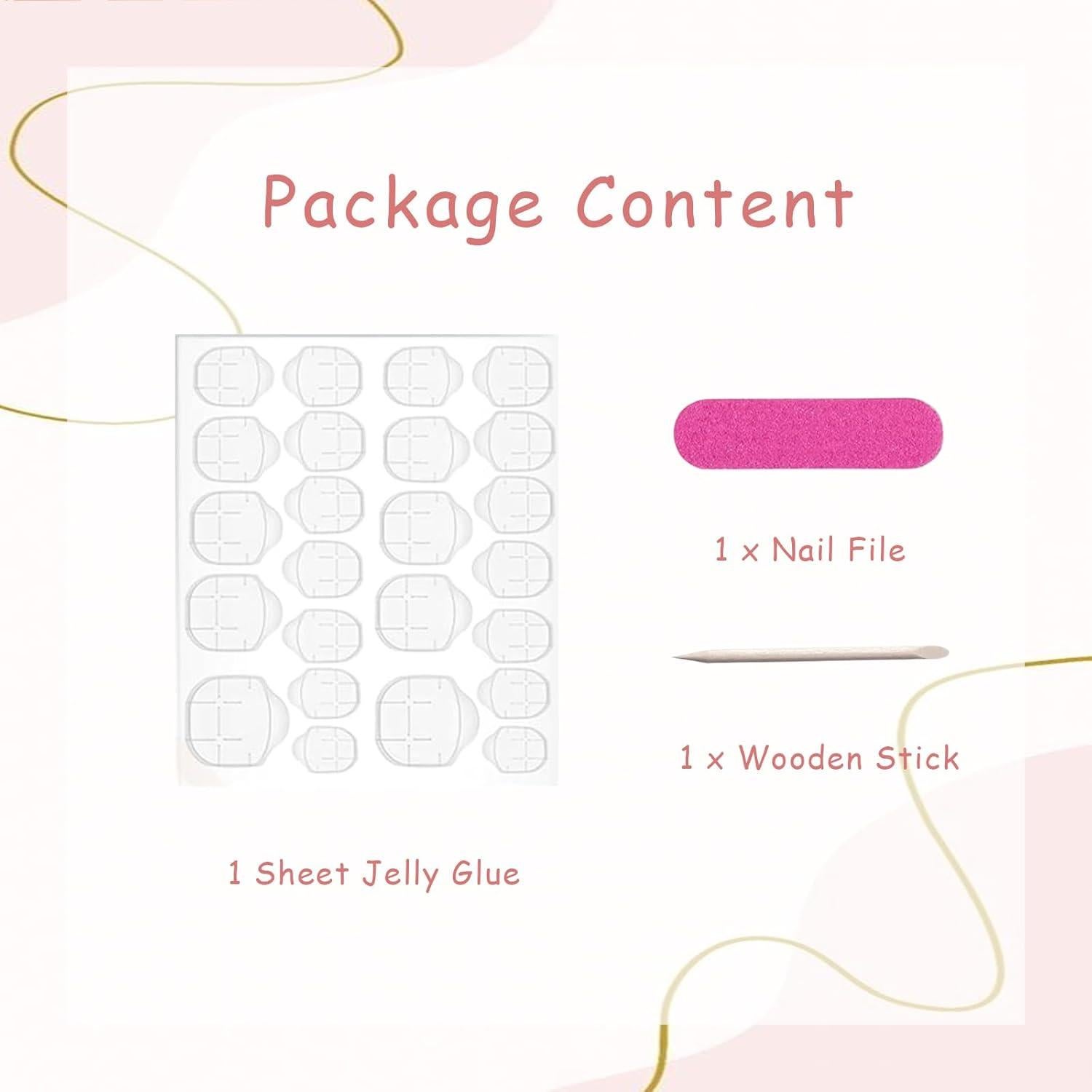 Uñas Postizas Acrílicas 3D UEYRSEDB 24Pcs Punta Francesa