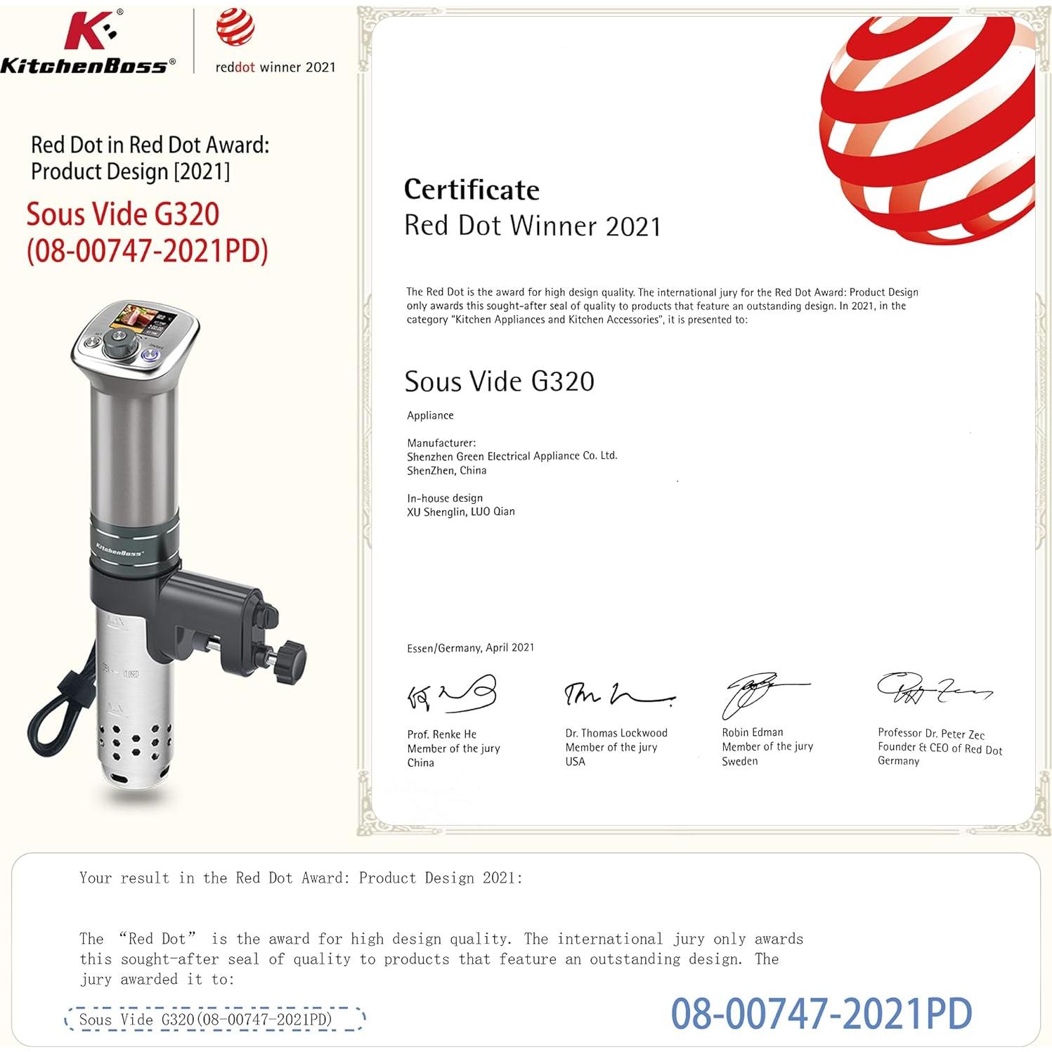 Cocinero Sous Vide KitchenBoss G320 1100W Acero Inoxidable