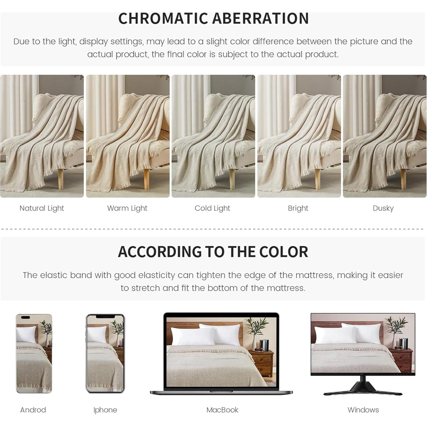 Manta de Fringe Beige Bourina 127x178 cm Suave y Ligera