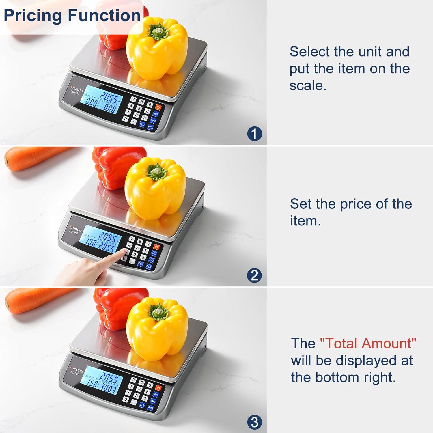 Escala de Cocina Digital 30kg Acero Inoxidable LC300 Gris