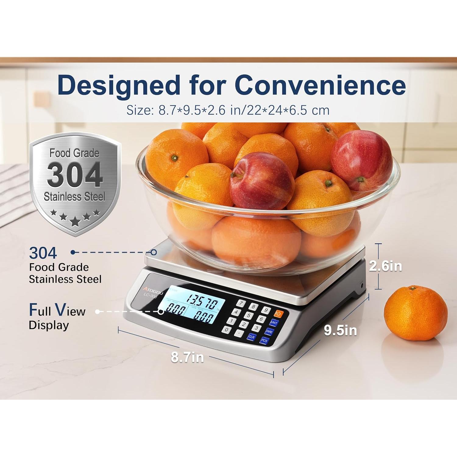 Escala de Cocina Digital 30kg Acero Inoxidable LC300 Gris