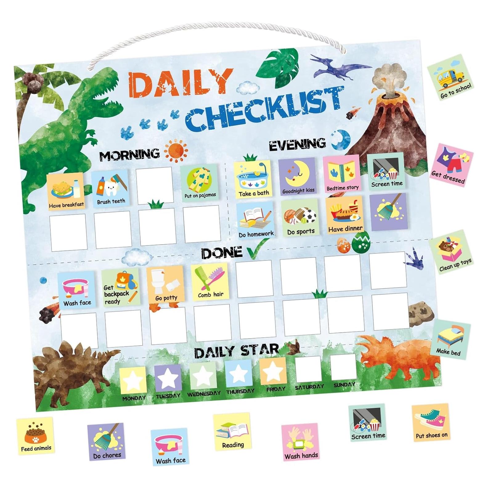 Gráfico de Rutina Diaria WERNNSAI Dinosaurio 33x28 cm
