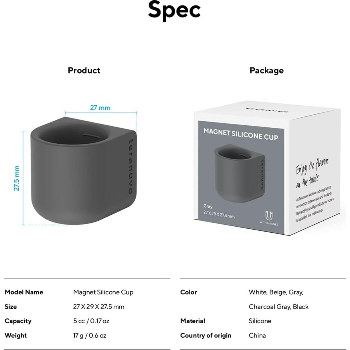 Taza Silicona Magnética Teranuvo 5cc para BALMUDA Gris