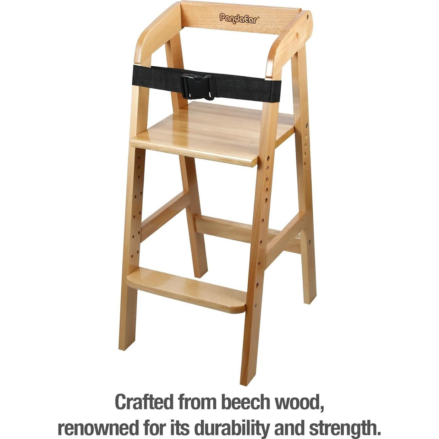 Silla Alta Ajustable PandaEar para Niños - Madera Natural