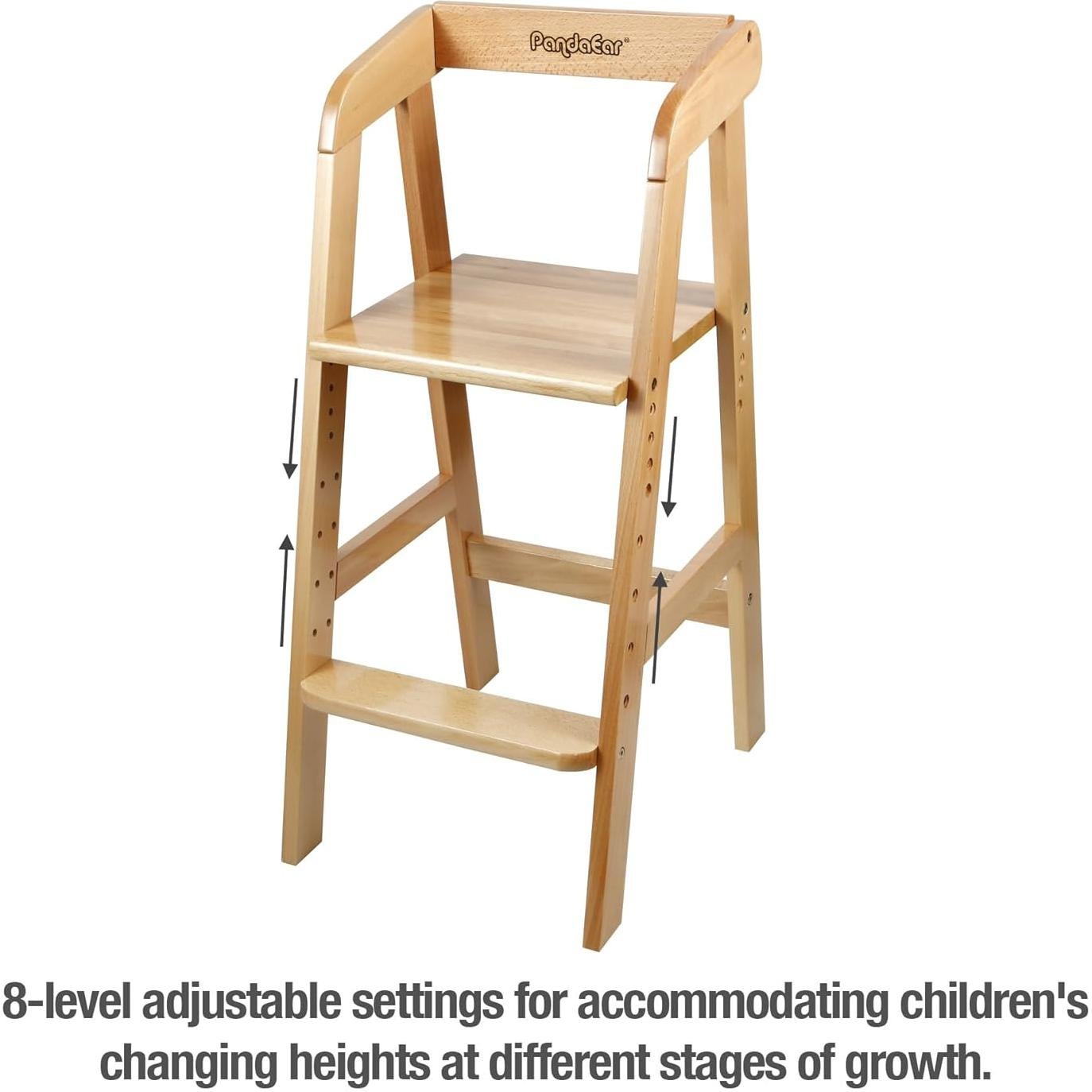 Silla Alta Ajustable PandaEar para Niños - Madera Natural
