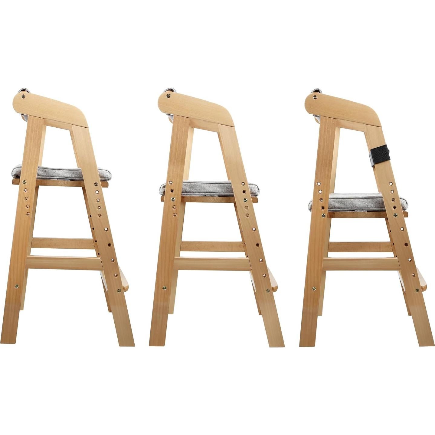Silla Alta Ajustable PandaEar para Niños - Madera Natural