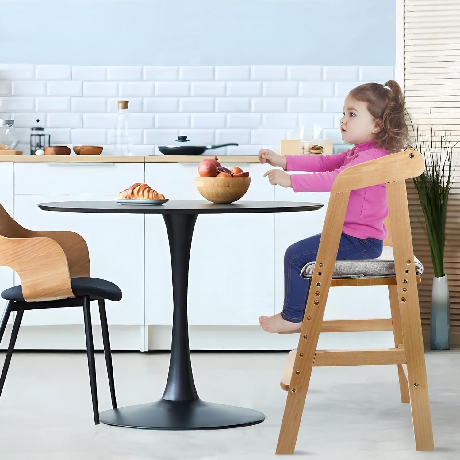 Silla Alta Ajustable PandaEar para Niños - Madera Natural