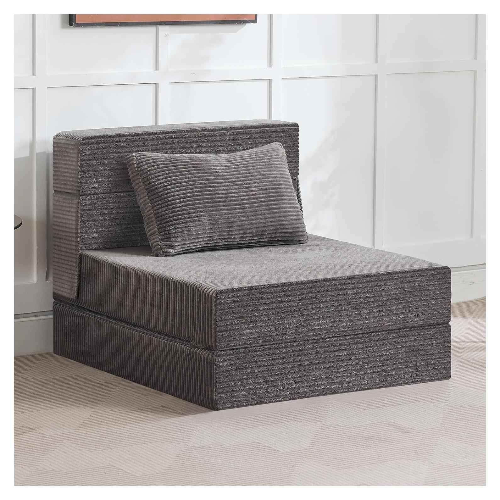 Sofá Cama Plegable WUTUTUEE Individual Corduroy Gris