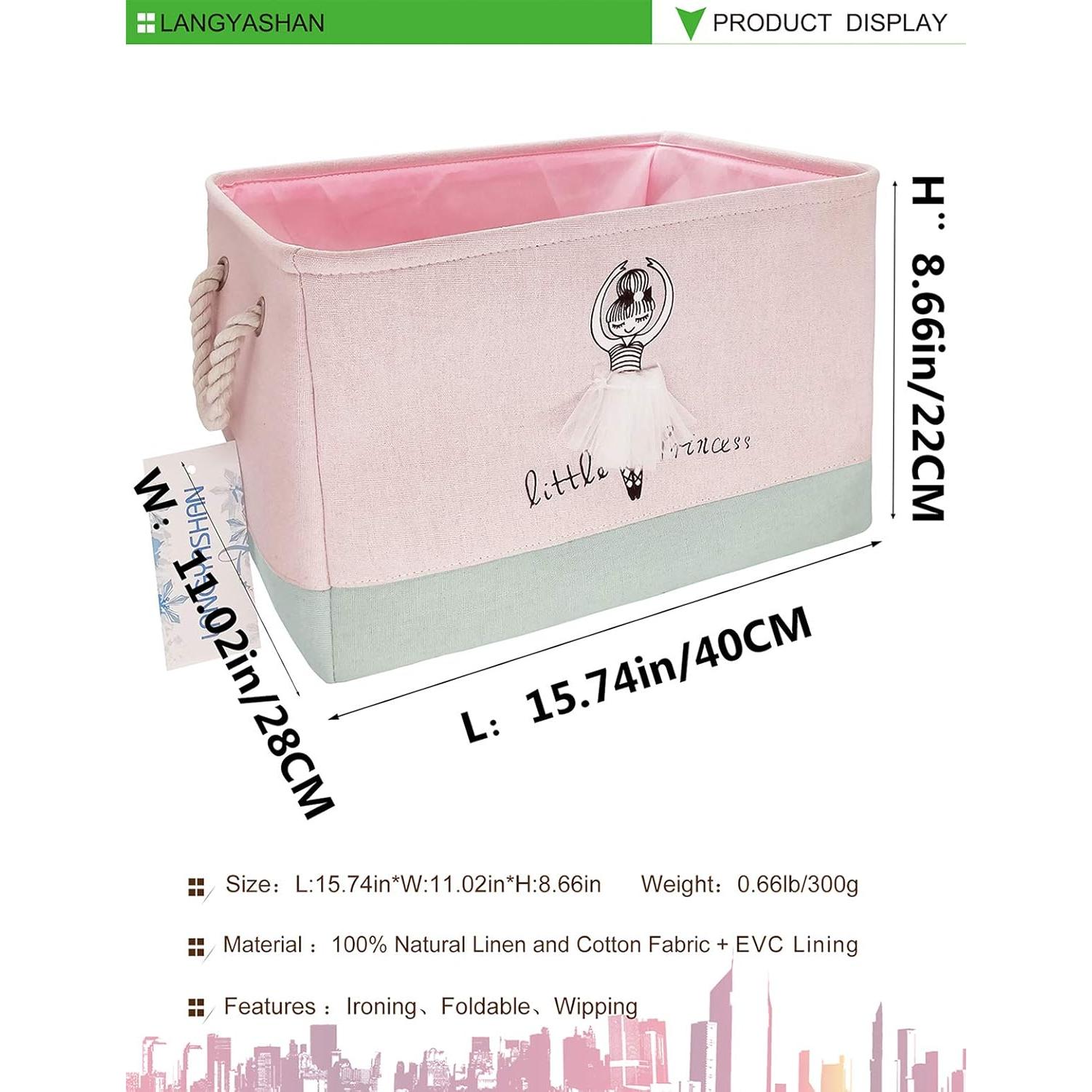 Caja de Almacenamiento Plegable LANGYASHAN 40x28x22 cm Rosa Niña