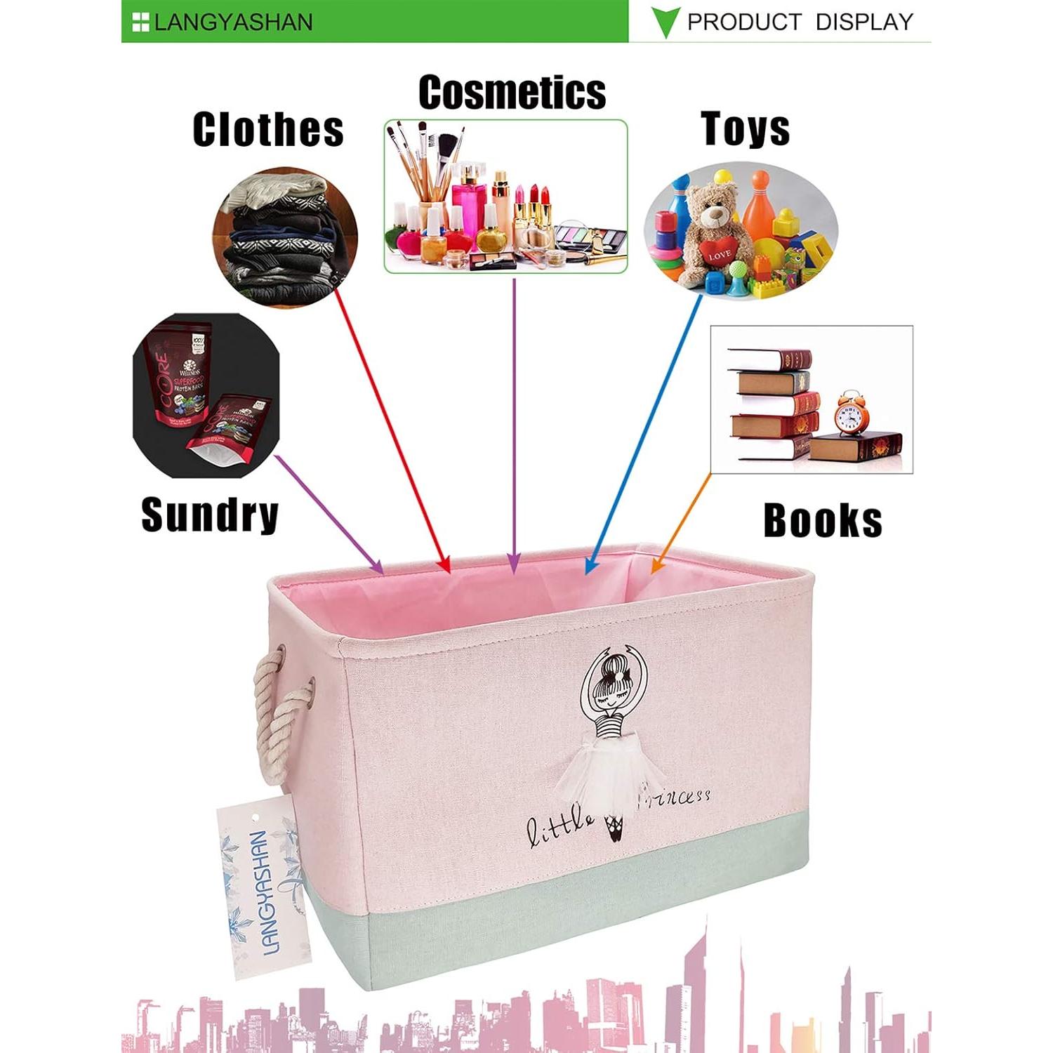 Caja de Almacenamiento Plegable LANGYASHAN 40x28x22 cm Rosa Niña