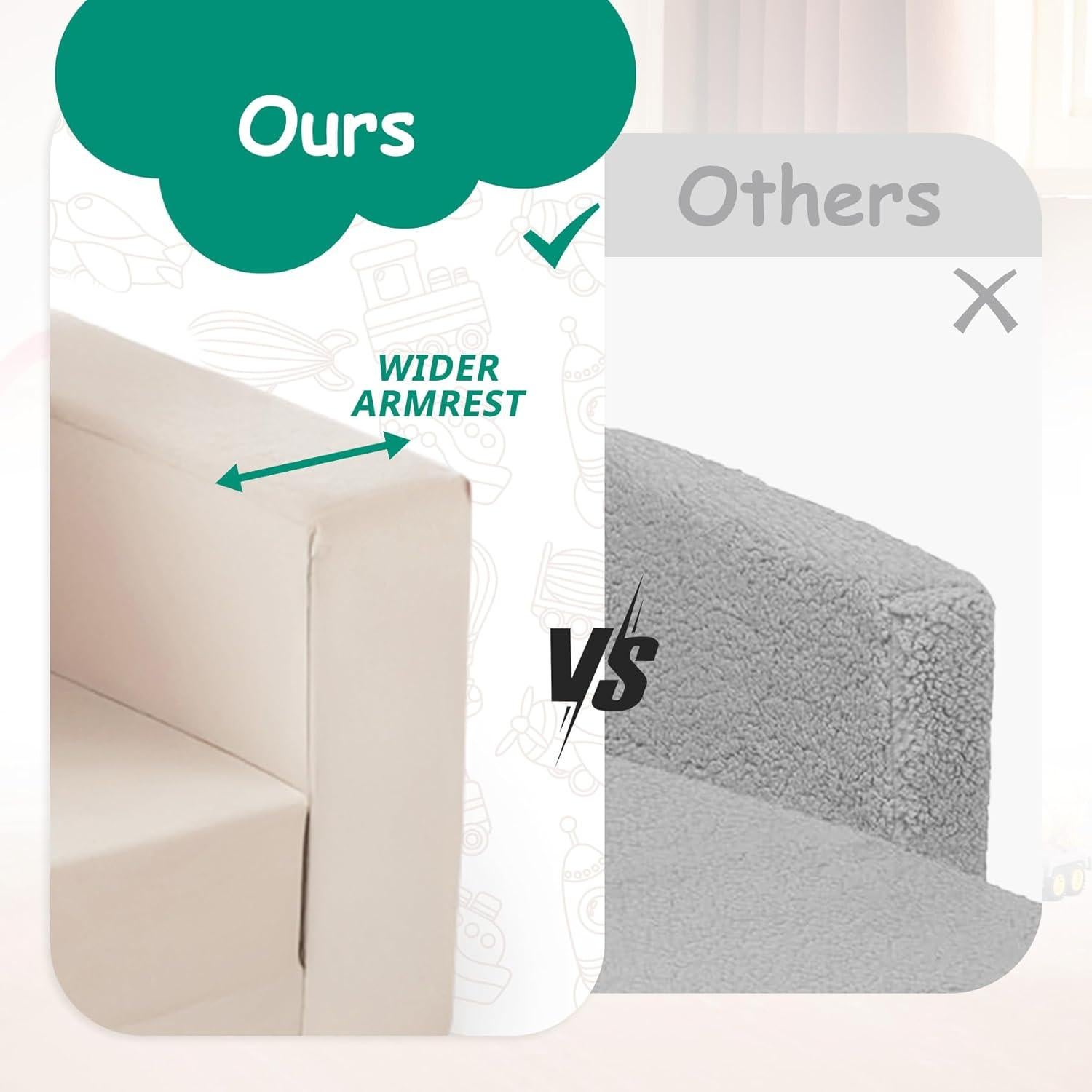 Sofá Convertible para Niños Zorvoxz Beige 2-en-1