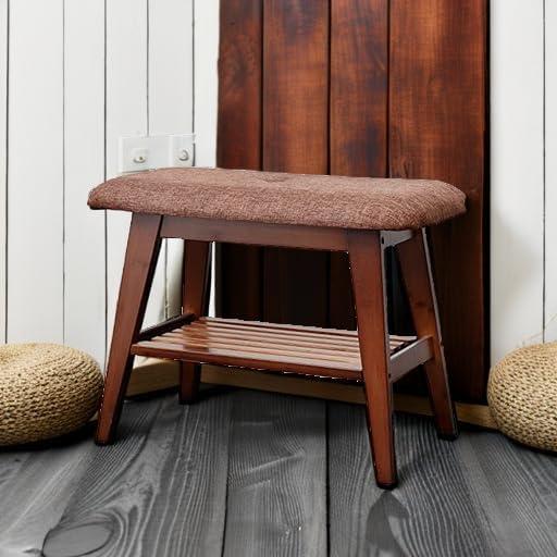 Banco de Zapatos de Bambú SOBIBO 60 cm con Cojín Marrón