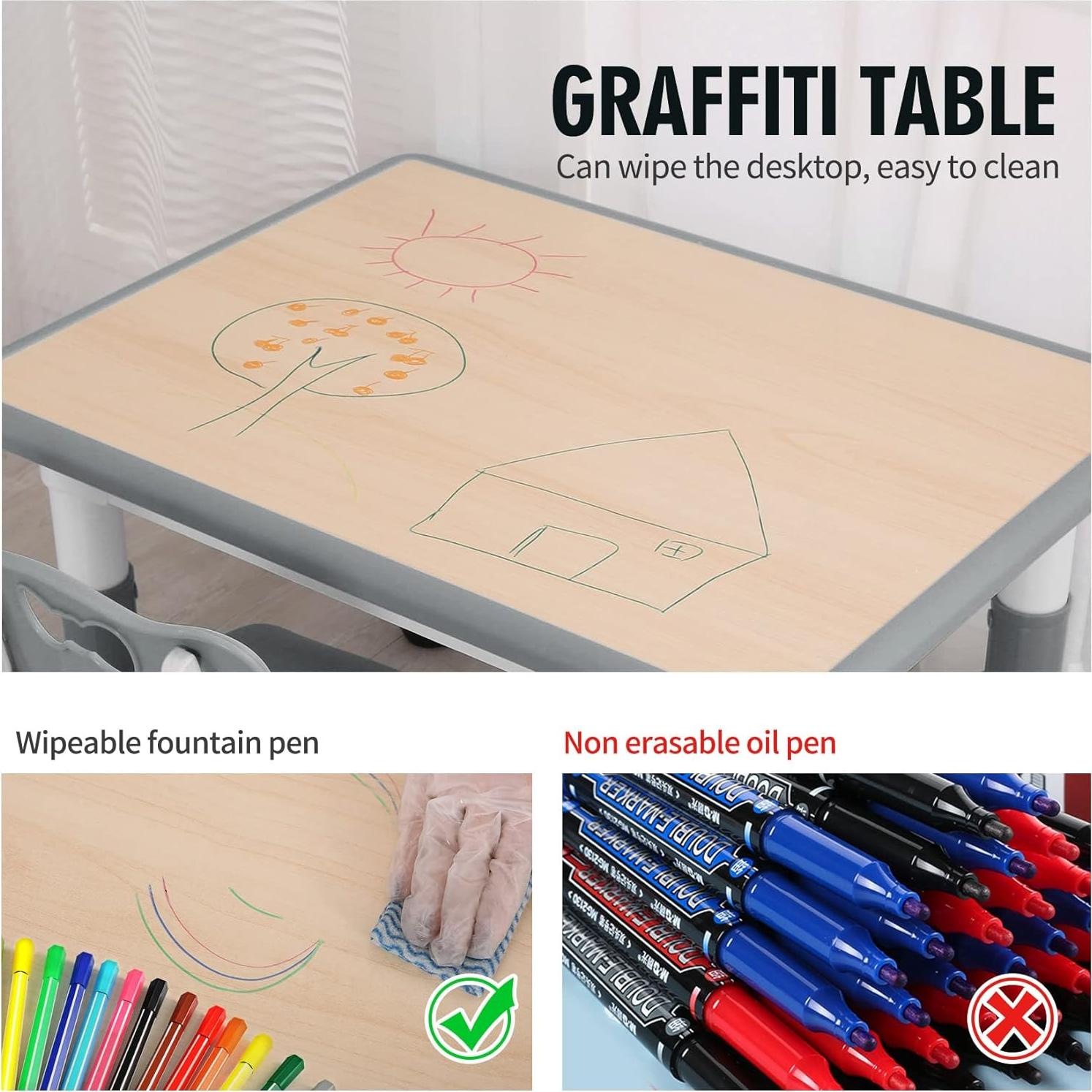 Conjunto de Mesa y Sillas UNICOO Ajustable para Niños 2-10 Años