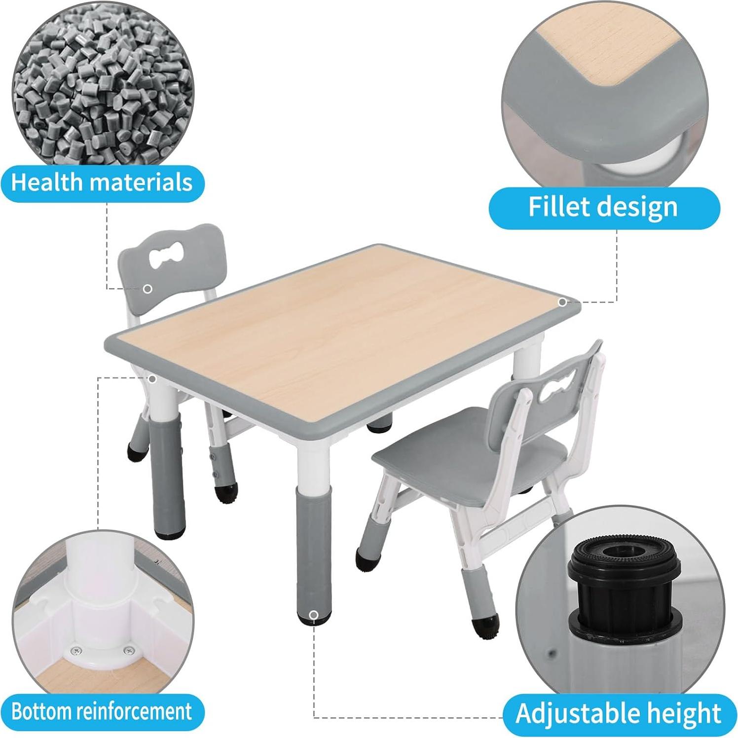 Conjunto de Mesa y Sillas UNICOO Ajustable para Niños 2-10 Años