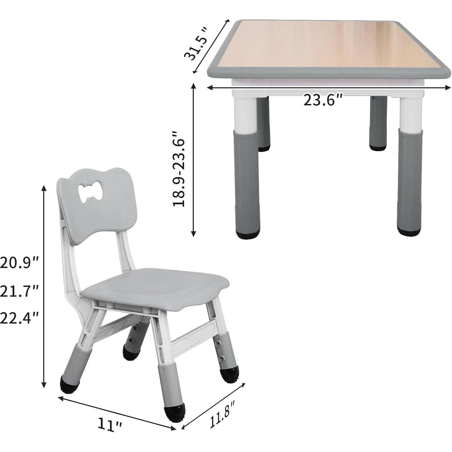 Conjunto de Mesa y Sillas UNICOO Ajustable para Niños 2-10 Años