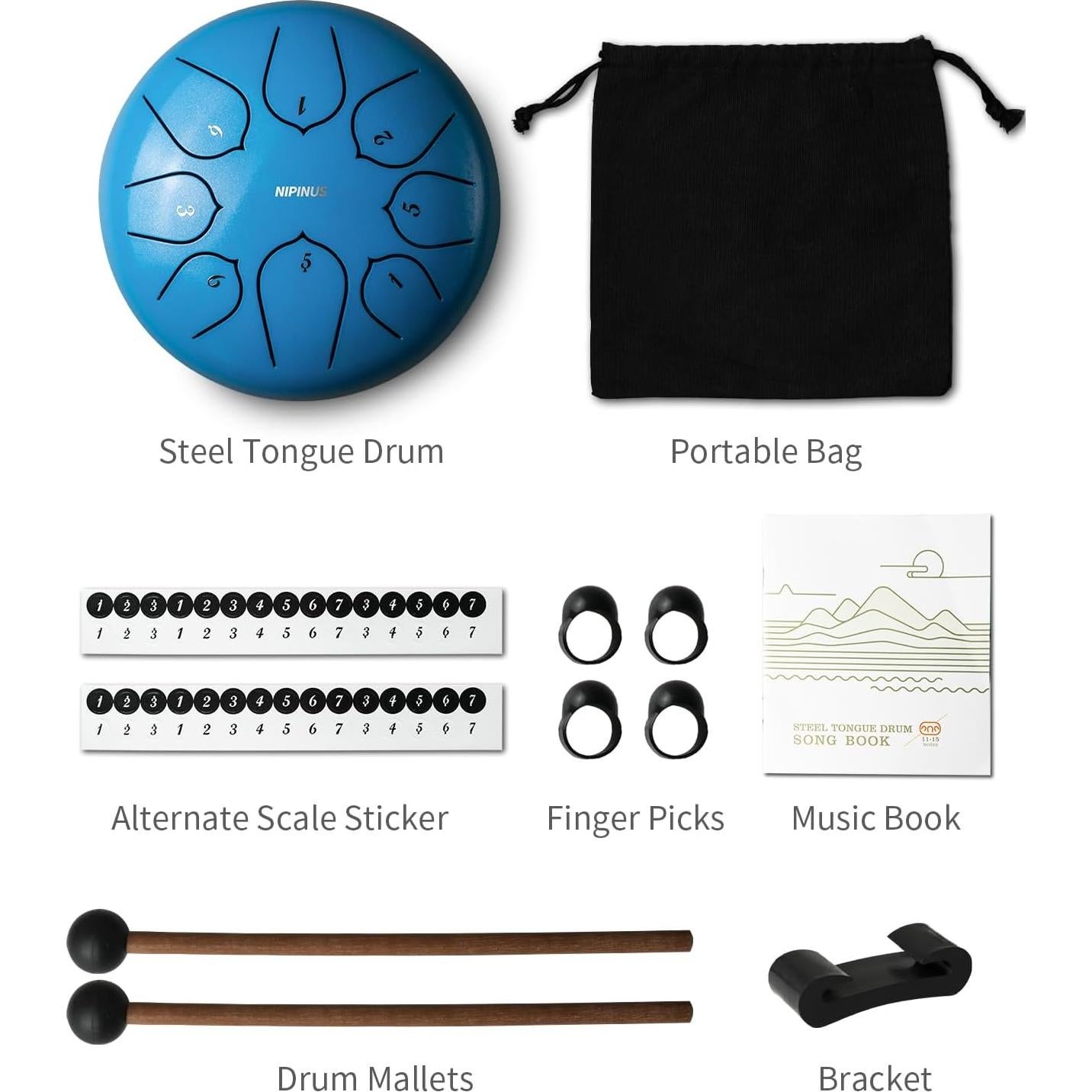 Tambor de Lluvia NIPINUS 6" Acero 8 Notas Impermeable