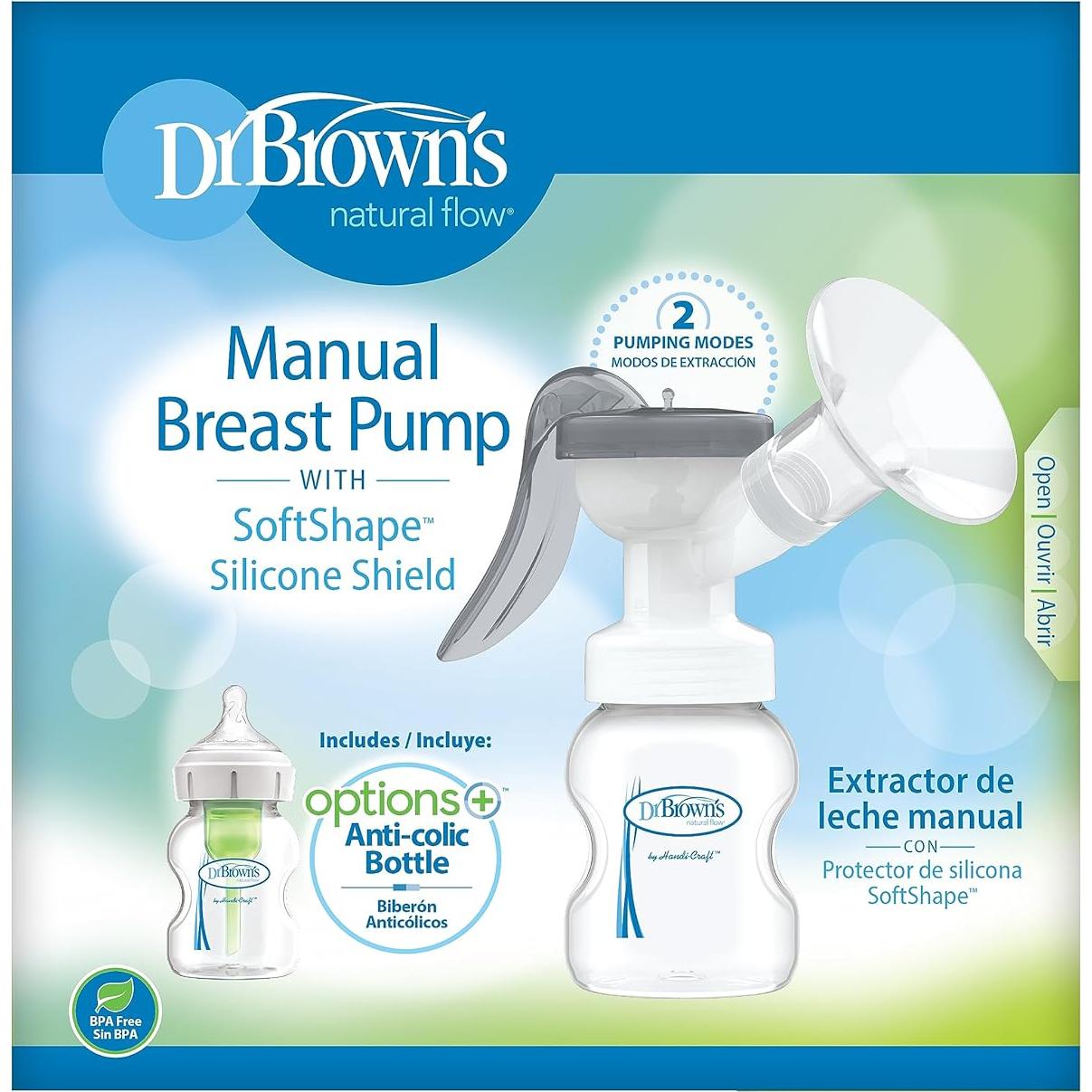 Extractor de Leche Manual Dr. Brown con Escudo SoftShape B 25mm y Biberón 150mL