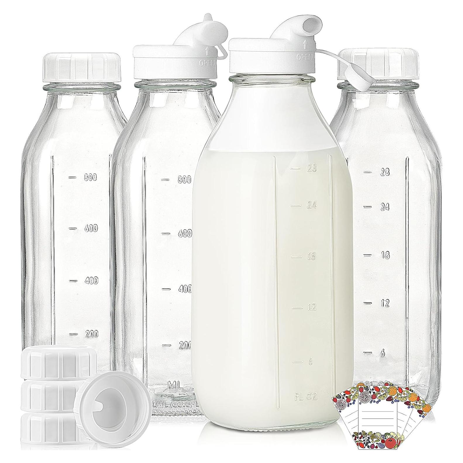 Paquete de 4 Botellas de Vidrio Syntic 1L Herméticas con Tapa
