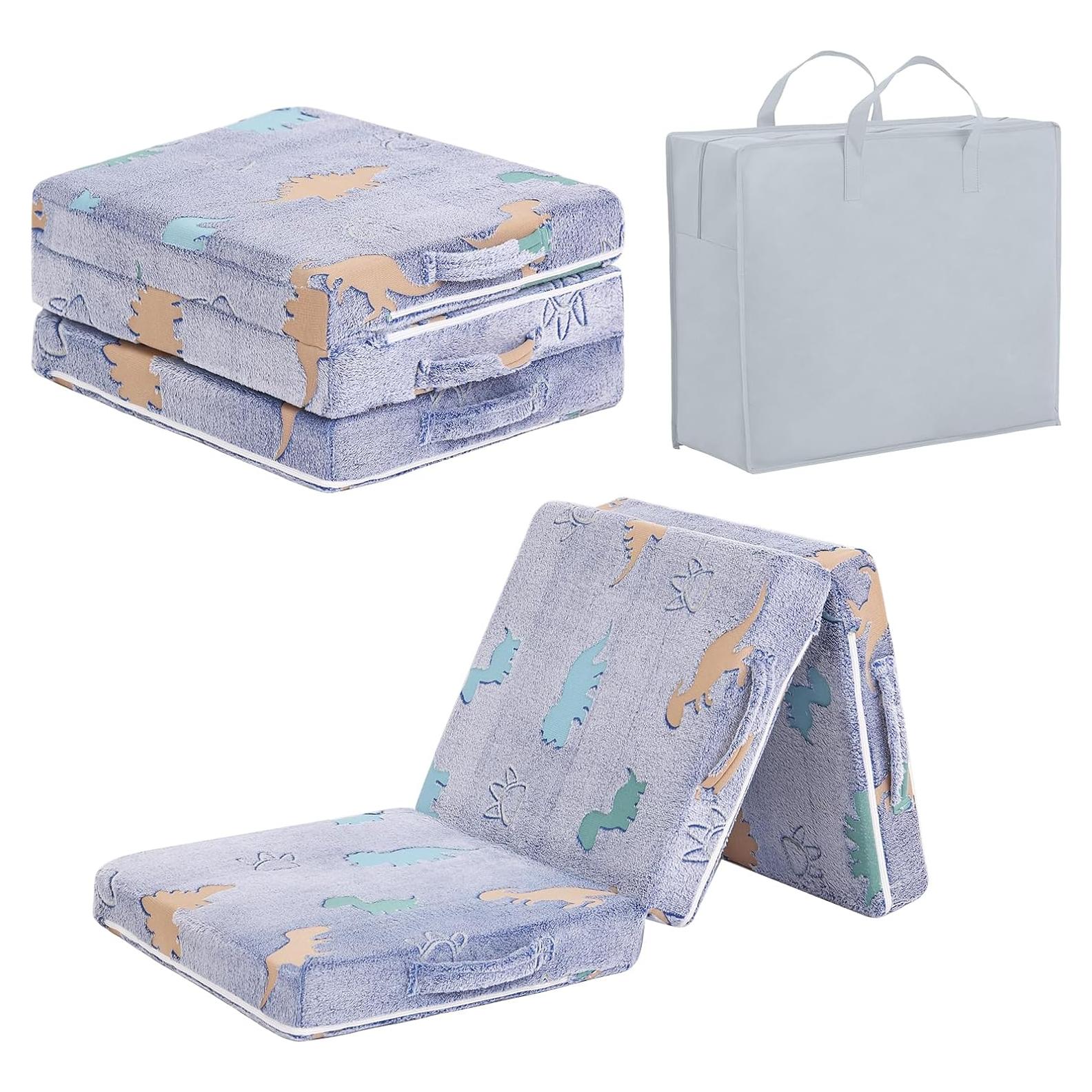 Colchón Plegable Tiita para Niños Dinosaurio Azul 145x56 cm