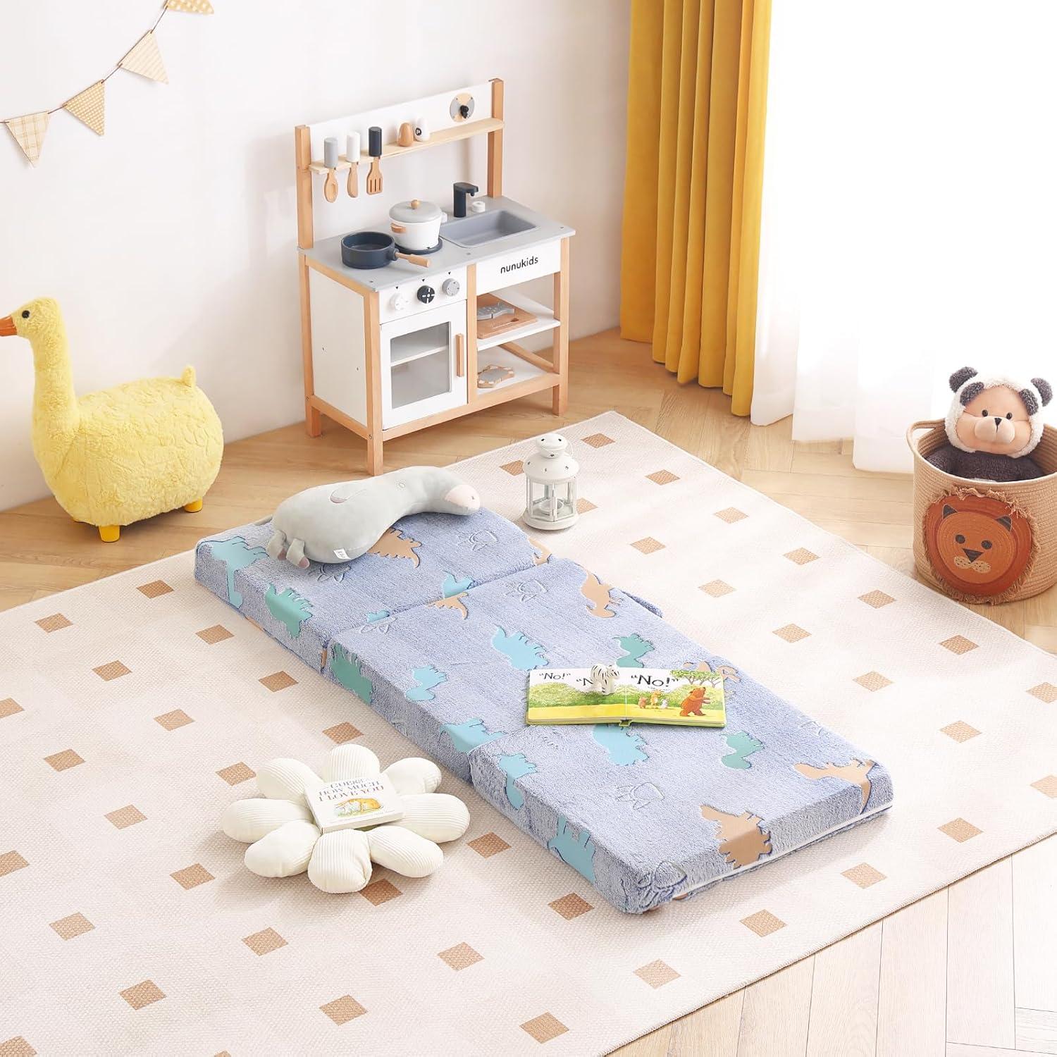 Colchón Plegable Tiita para Niños Dinosaurio Azul 145x56 cm