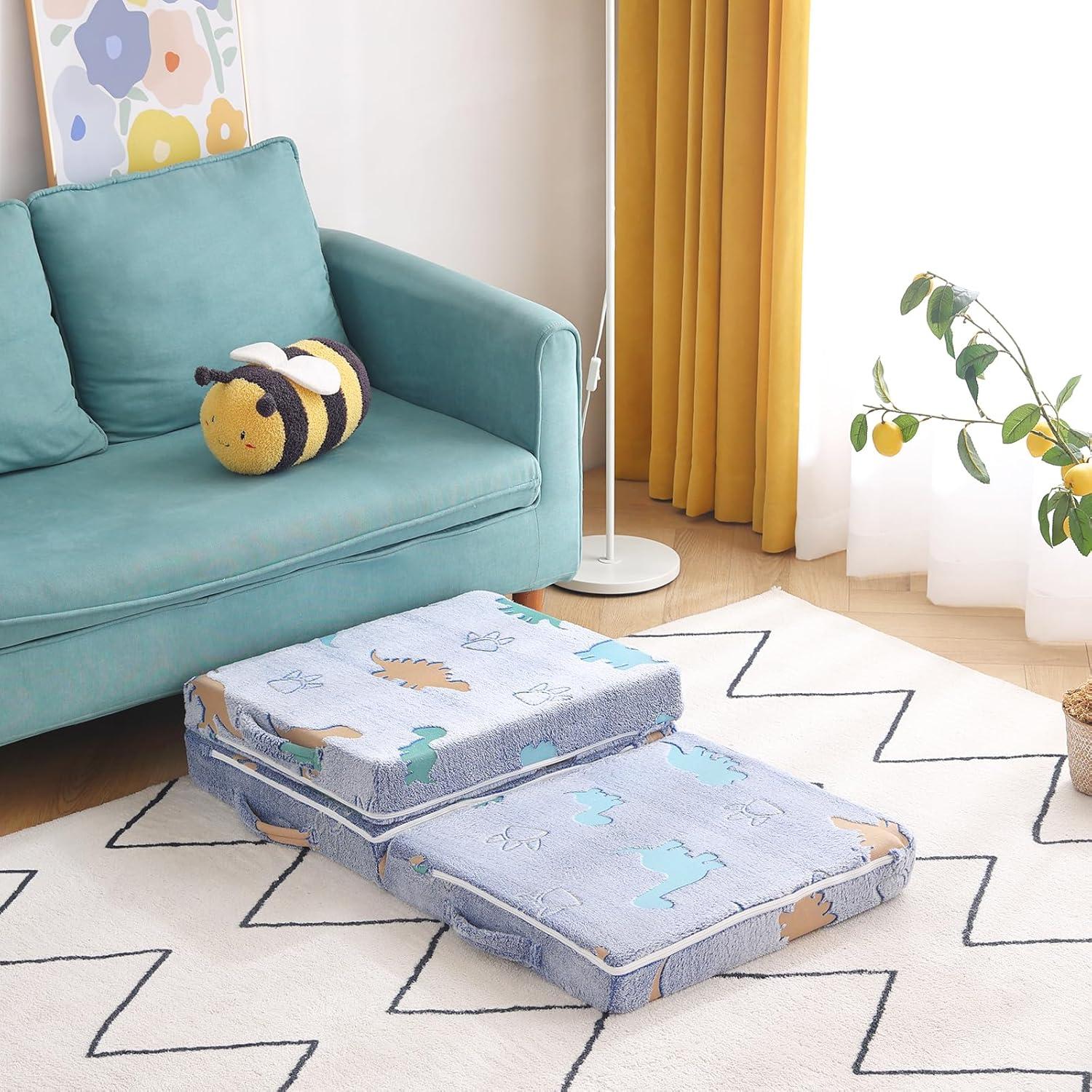 Colchón Plegable Tiita para Niños Dinosaurio Azul 145x56 cm