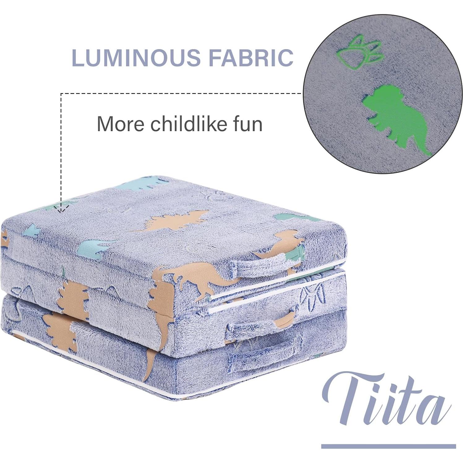 Colchón Plegable Tiita para Niños Dinosaurio Azul 145x56 cm