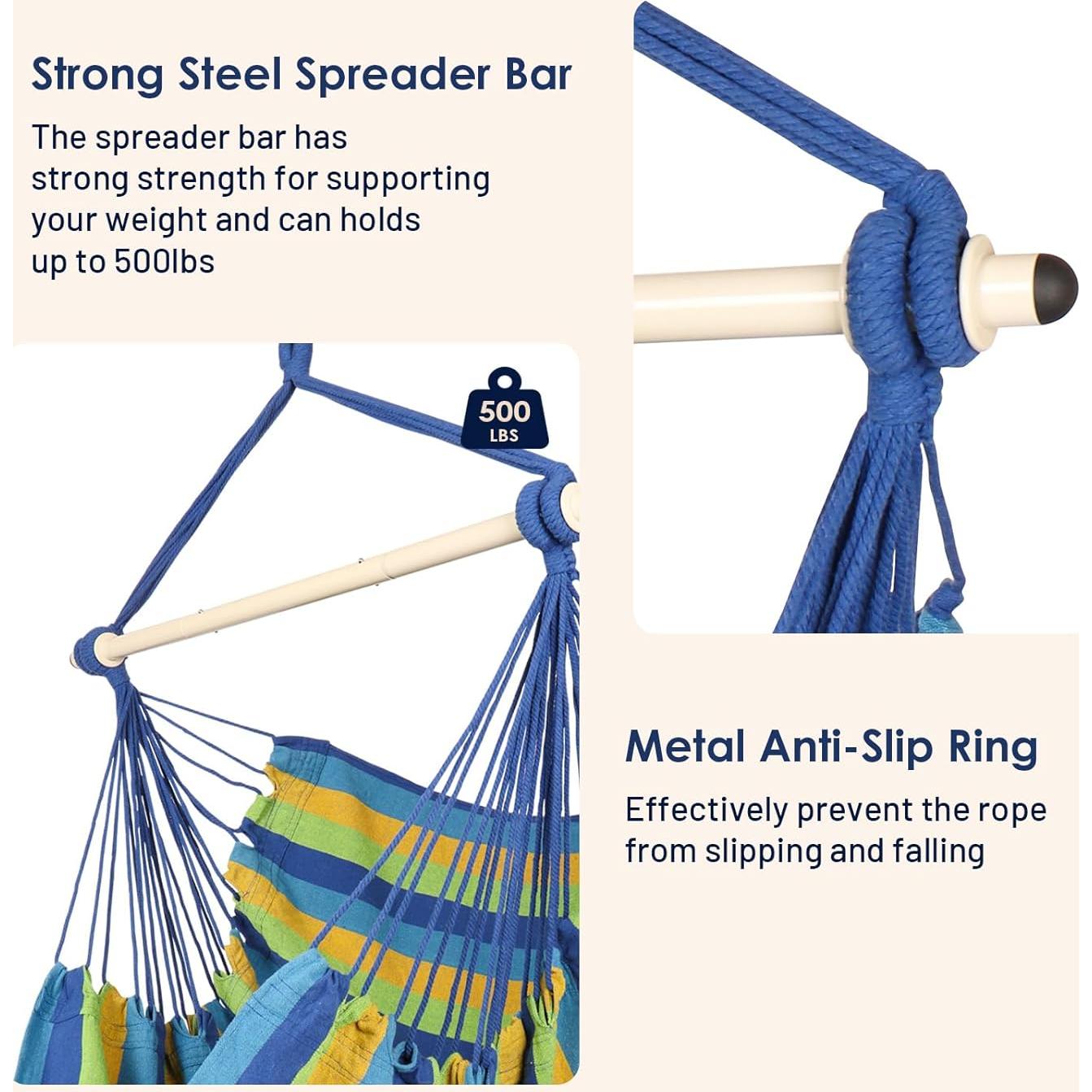 Silla Hamaca Colgante Highwild - Soporta 227 Kg - Rayas Azules