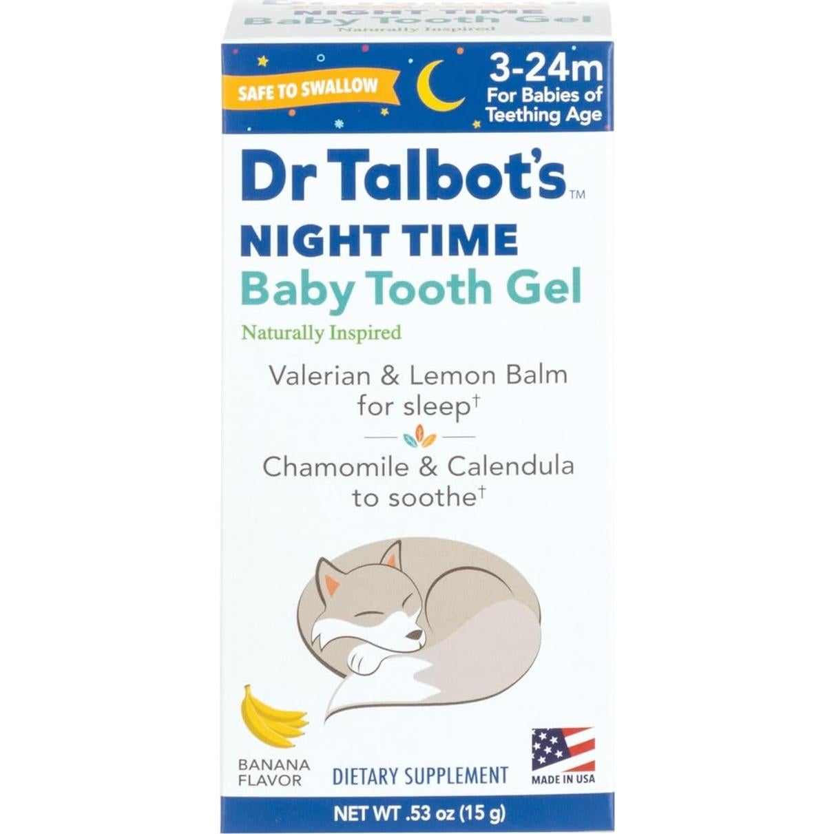 Gel Dental Nocturno Dr. Talbot para Bebés 15.87 g Sabor Plátano