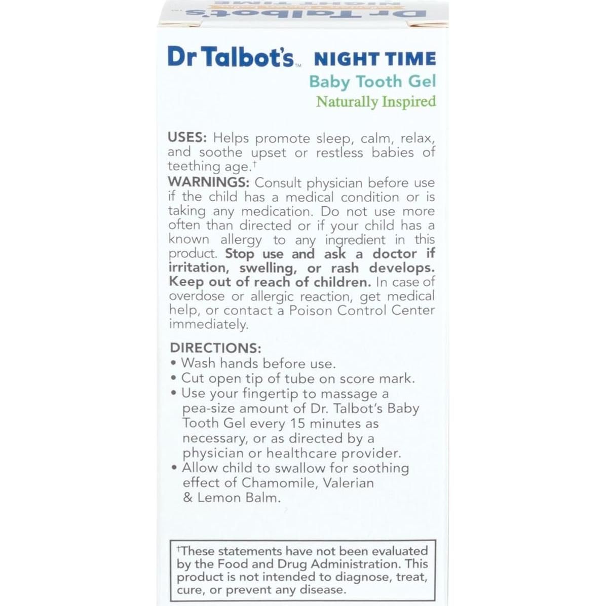 Gel Dental Nocturno Dr. Talbot para Bebés 15.87 g Sabor Plátano