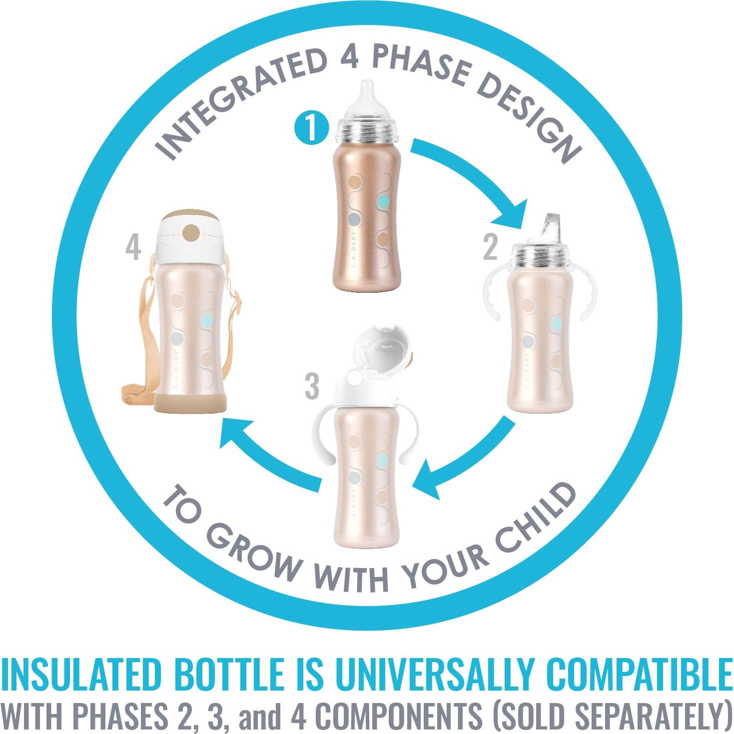 Botella de bebé de acero inoxidable 270ml LA Baby oro rosa