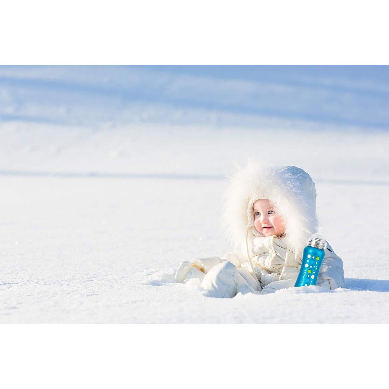 Botella de bebé de acero inoxidable 270ml LA Baby oro rosa