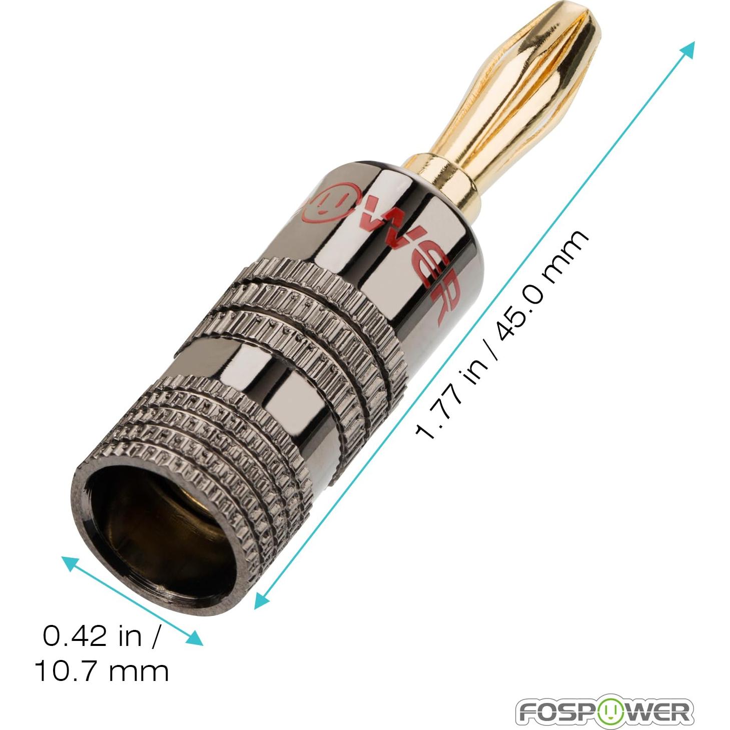 Conectores Banana FosPower 6 Pares Baño Oro 24K