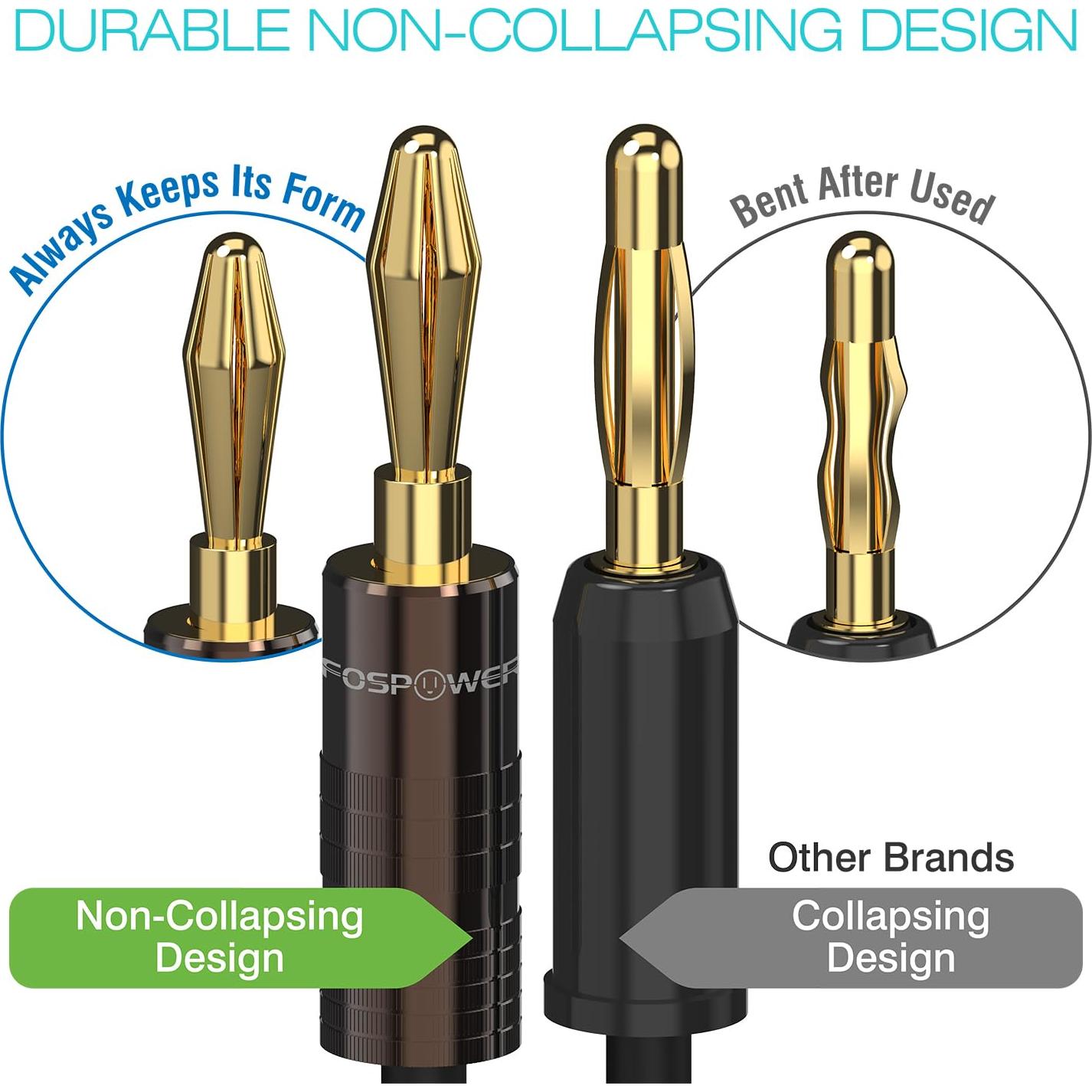 Conectores Banana FosPower 6 Pares Baño Oro 24K