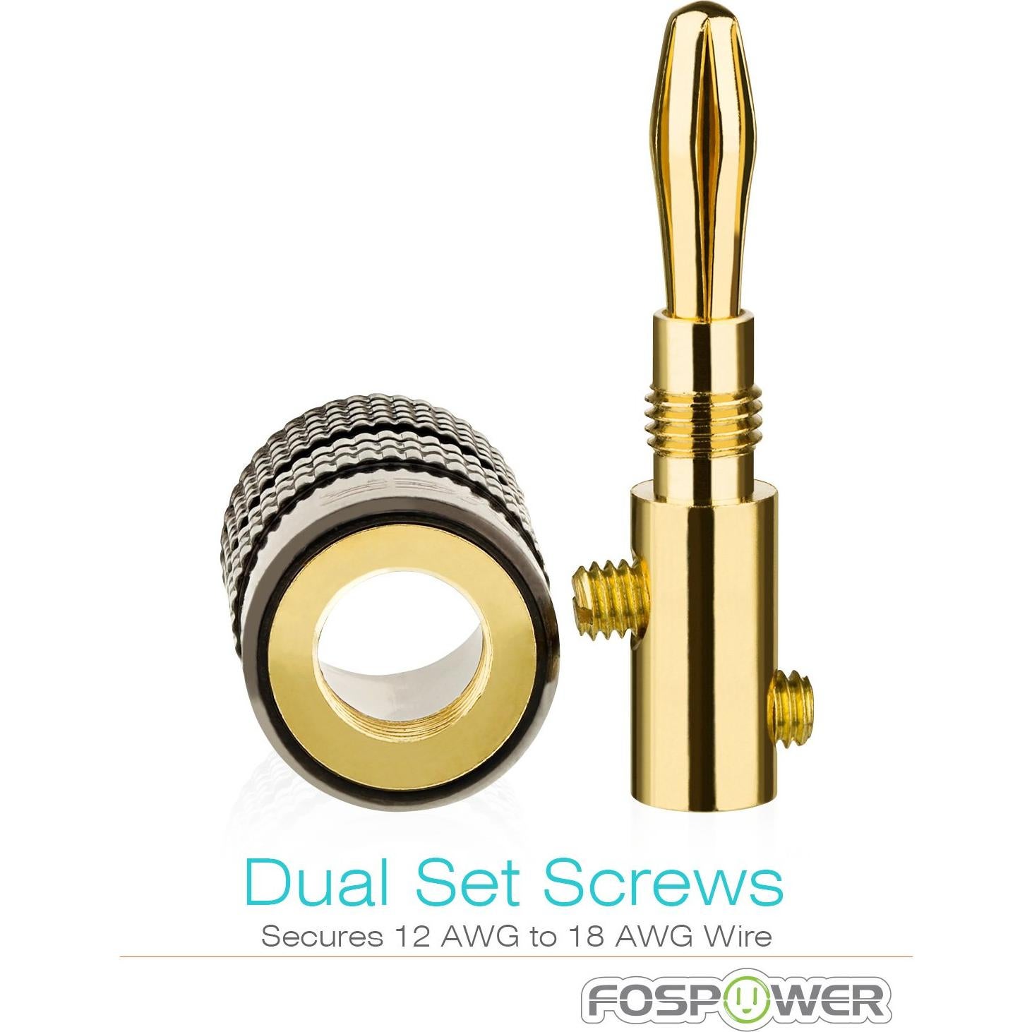 Conectores Banana FosPower 6 Pares Baño Oro 24K