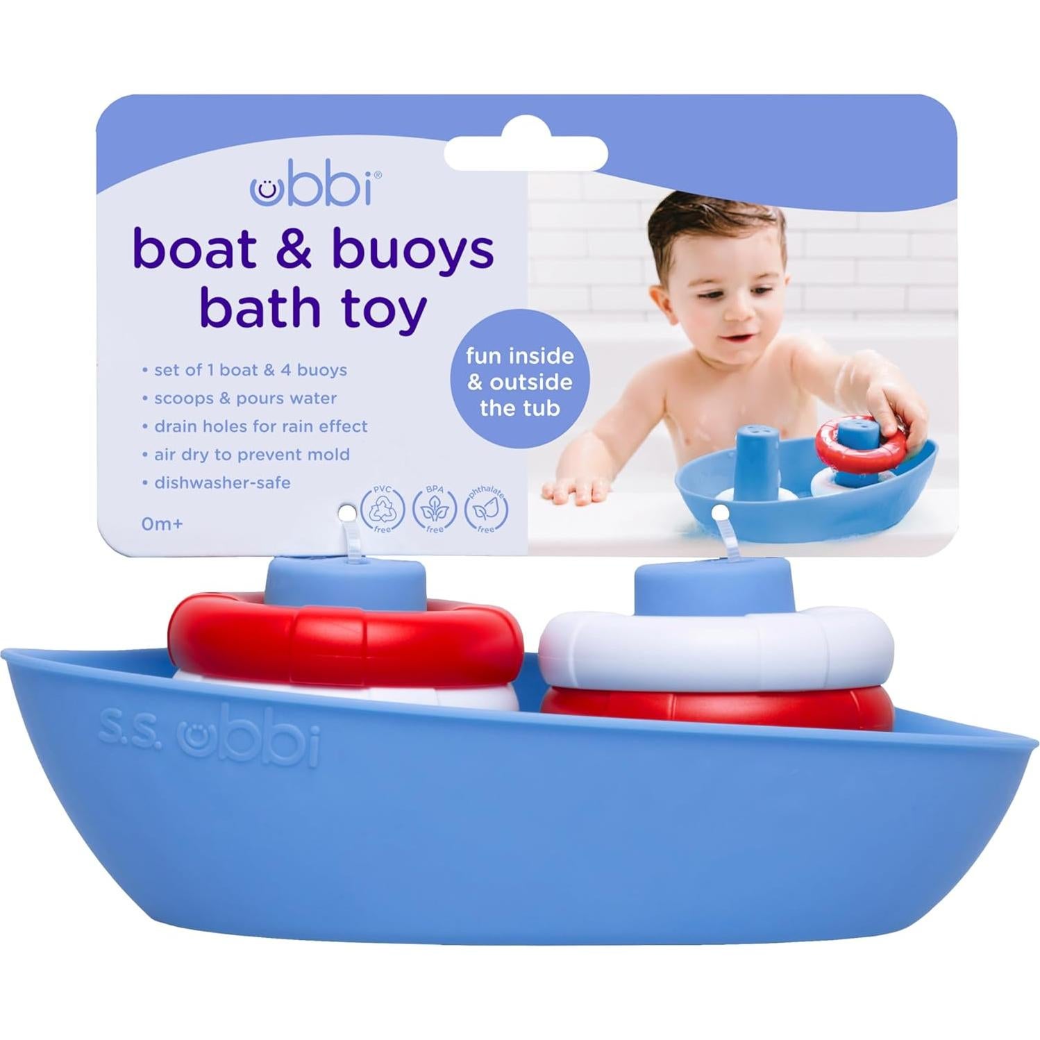 Juguetes de Baño Ubbi Barco y 4 Boyas para Niños