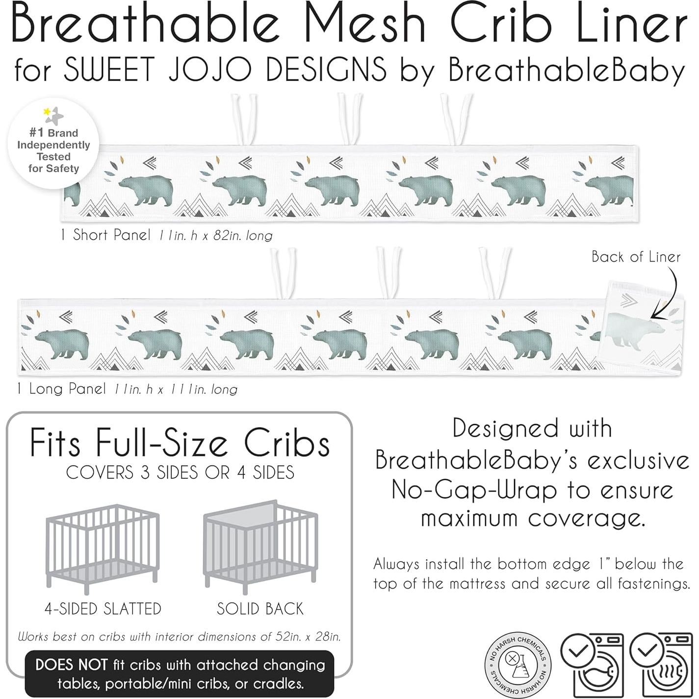 Forro de Cuna de Malla Sweet Jojo Designs Bear Mountain - Azul