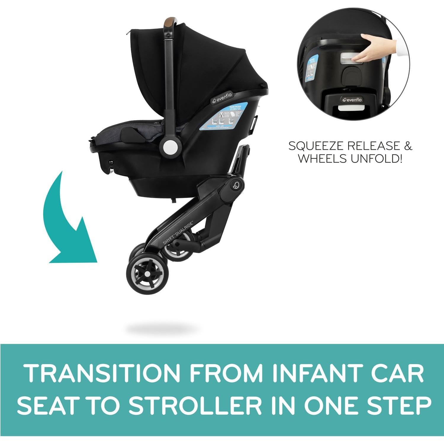 Asiento de Auto Carrito Combo Evenflo Shyft DualRide Gris