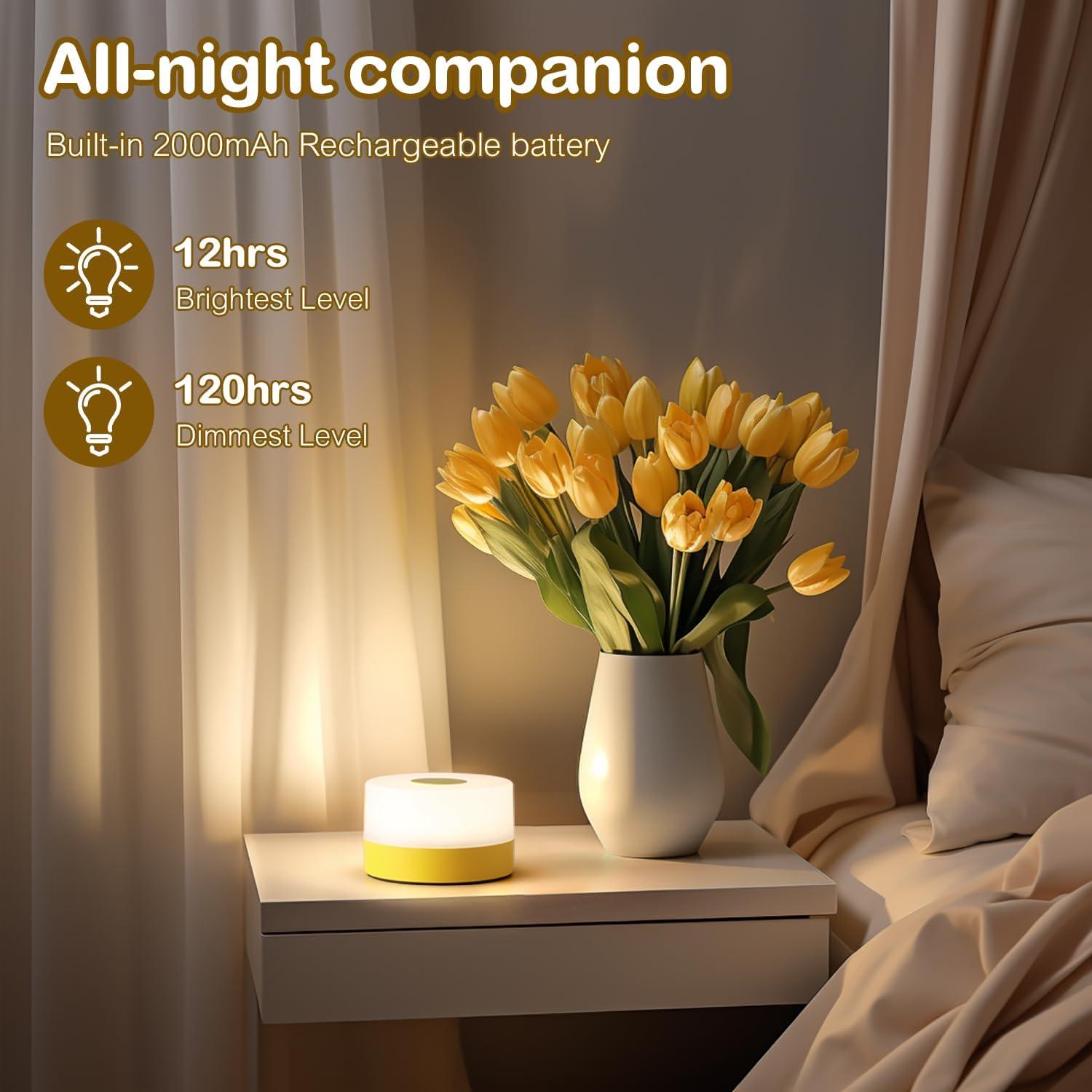 Luz Nocturna JUSHENG Táctil Recargable Amarilla 8x8 cm