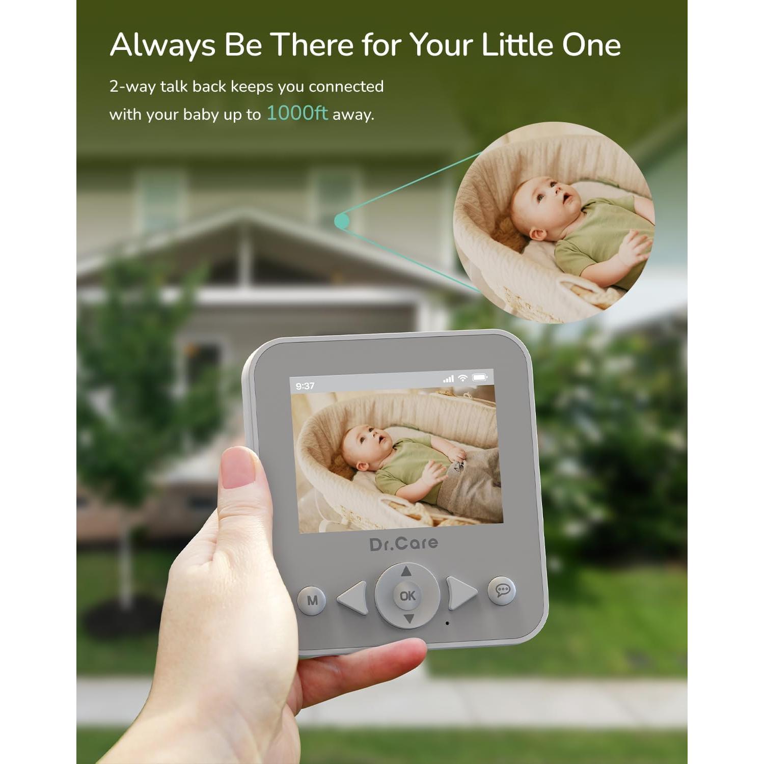 Monitor de Bebé Dr.Care BBM202 con 2 Cámaras y Pantalla 7.1 cm
