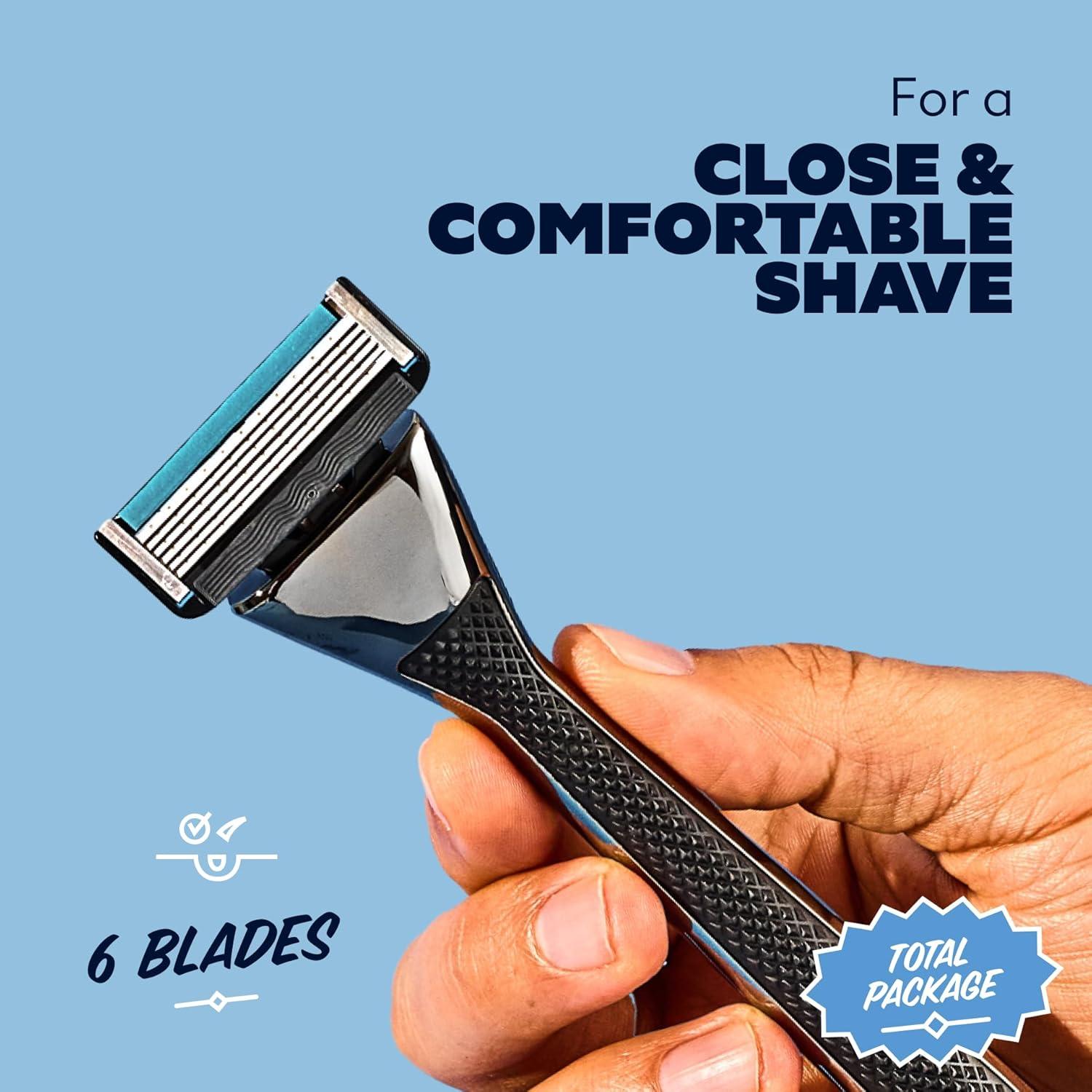 Set de Afeitado Premium Dollar Shave Club | 4 Recargas, Mango Heavy Metal, Exfoliante y Mantequilla