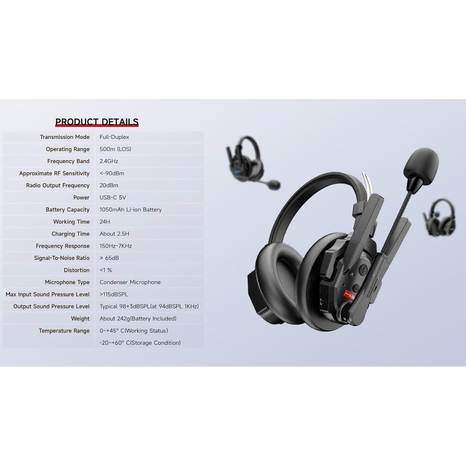 Auriculares Inalámbricos SYNCO Xtalk XMax1 500m Doble-Oreja