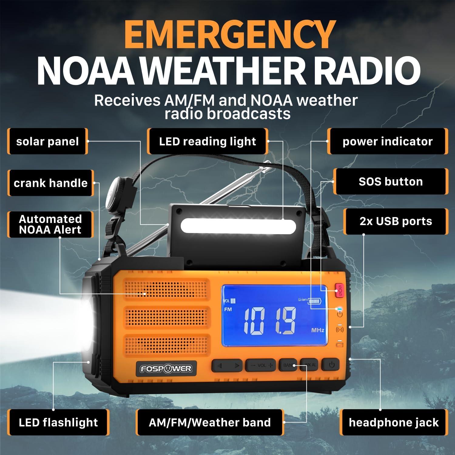 Radio Meteorológico FosPower D8 con Carga Solar y USB
