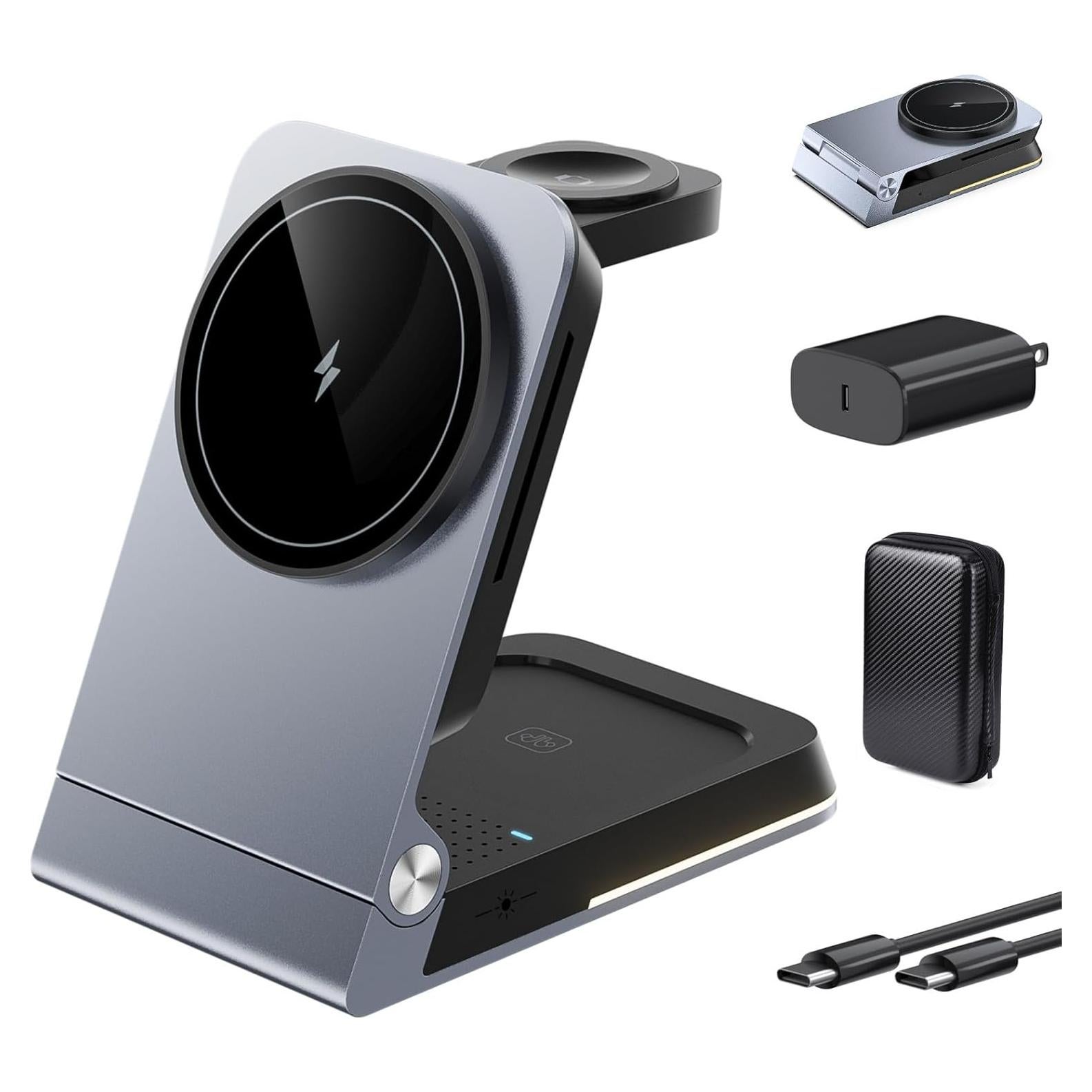 Cargador Inalámbrico 3 en 1 Egognaw con Luz Nocturna